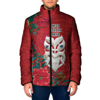 Maori Wheku Meri Kirihimete Personalised Padded Jacket All Red Indigenous Maori Motif LT9 Men Red - Polynesian Pride