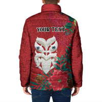Maori Wheku Meri Kirihimete Personalised Padded Jacket All Red Indigenous Maori Motif LT9 - Polynesian Pride