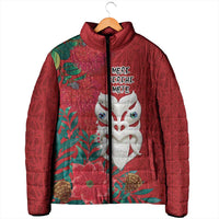 Maori Wheku Meri Kirihimete Personalised Padded Jacket All Red Indigenous Maori Motif LT9 - Polynesian Pride