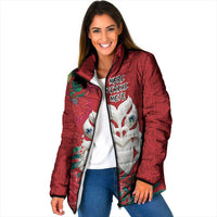Maori Wheku Meri Kirihimete Personalised Padded Jacket All Red Indigenous Maori Motif LT9 Women Red - Polynesian Pride