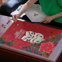 Maori Wheku Meri Kirihimete Personalised Puzzle All Red Indigenous Maori Motif LT9 - Polynesian Pride