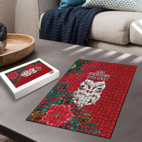 Maori Wheku Meri Kirihimete Personalised Puzzle All Red Indigenous Maori Motif LT9 - Polynesian Pride