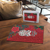 Maori Wheku Meri Kirihimete Personalised Puzzle All Red Indigenous Maori Motif LT9 - Polynesian Pride