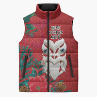 Maori Wheku Meri Kirihimete Personalised Sleeveless Puffer Jacket All Red Indigenous Maori Motif LT9 Unisex Red - Polynesian Pride