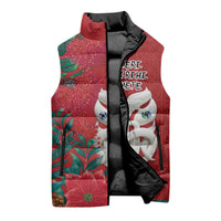 Maori Wheku Meri Kirihimete Personalised Sleeveless Puffer Jacket All Red Indigenous Maori Motif LT9 - Polynesian Pride