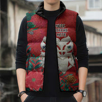 Maori Wheku Meri Kirihimete Personalised Sleeveless Puffer Jacket All Red Indigenous Maori Motif LT9 - Polynesian Pride