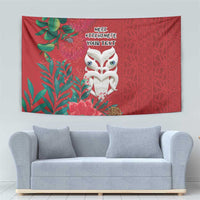 Maori Wheku Meri Kirihimete Personalised Tapestry All Red Indigenous Maori Motif - Polynesian Pride