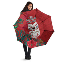 Maori Wheku Meri Kirihimete Personalised Umbrella All Red Indigenous Maori Motif LT9 - Polynesian Pride
