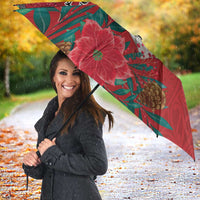 Maori Wheku Meri Kirihimete Personalised Umbrella All Red Indigenous Maori Motif LT9 - Polynesian Pride