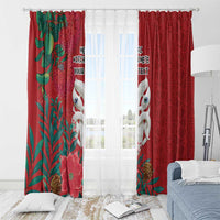 Maori Wheku Meri Kirihimete Personalised Window Curtain All Red Indigenous Maori Motif - Polynesian Pride