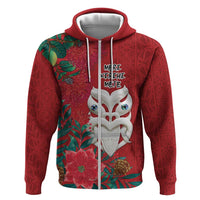 Maori Wheku Meri Kirihimete Personalised Zip Hoodie All Red Indigenous Maori Motif - Polynesian Pride