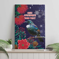 Tui Meri Kirihimete Personalised Canvas Wall Art Pohutukawa Flowers Blue Motif LT9 - Polynesian Pride