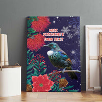 Tui Meri Kirihimete Personalised Canvas Wall Art Pohutukawa Flowers Blue Motif LT9 - Polynesian Pride