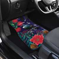 Tui Meri Kirihimete Personalised Car Mats Pohutukawa Flowers Blue Motif - Polynesian Pride
