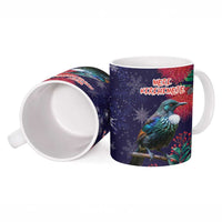 Tui Meri Kirihimete Personalised Ceramic Mug Pohutukawa Flowers Blue Motif - Polynesian Pride