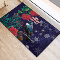 Tui Meri Kirihimete Personalised Rubber Doormat Pohutukawa Flowers Blue Motif LT9 - Polynesian Pride