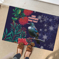Tui Meri Kirihimete Personalised Rubber Doormat Pohutukawa Flowers Blue Motif LT9 - Polynesian Pride