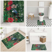 Tui Meri Kirihimete Personalised Bathroom Set Pohutukawa Flowers Green Motif - Polynesian Pride