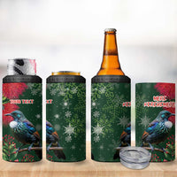 Tui Meri Kirihimete Personalised 4 in 1 Can Cooler Tumbler Pohutukawa Flowers Green Motif - Polynesian Pride