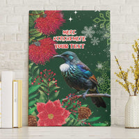 Tui Meri Kirihimete Personalised Canvas Wall Art Pohutukawa Flowers Green Motif LT9 Without Frame Green - Polynesian Pride