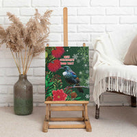 Tui Meri Kirihimete Personalised Canvas Wall Art Pohutukawa Flowers Green Motif LT9 - Polynesian Pride
