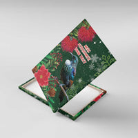 Tui Meri Kirihimete Personalised Canvas Wall Art Pohutukawa Flowers Green Motif LT9 With Frame Green - Polynesian Pride