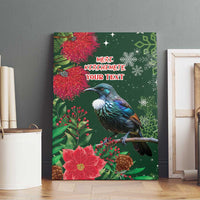 Tui Meri Kirihimete Personalised Canvas Wall Art Pohutukawa Flowers Green Motif LT9 - Polynesian Pride