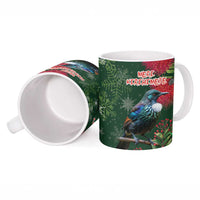 Tui Meri Kirihimete Personalised Ceramic Mug Pohutukawa Flowers Green Motif - Polynesian Pride