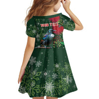 Tui Meri Kirihimete Personalised Family Matching Tank Maxi Dress and Hawaiian Shirt Pohutukawa Flowers Green Motif - Polynesian Pride