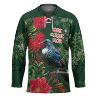 Tui Meri Kirihimete Personalised Hockey Jersey Pohutukawa Flowers Green Motif - Polynesian Pride