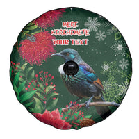 Tui Meri Kirihimete Personalised Spare Tire Cover Pohutukawa Flowers Green Motif - Polynesian Pride