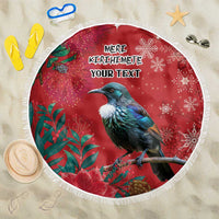 Tui Meri Kirihimete Personalised Beach Blanket Pohutukawa Flowers Red Motif LT9 One Size 150cm Red - Polynesian Pride