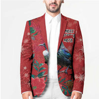Tui Meri Kirihimete Personalised Blazer Pohutukawa Flowers Red Motif LT9 - Polynesian Pride