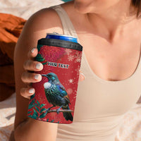 Tui Meri Kirihimete Personalised 4 in 1 Can Cooler Tumbler Pohutukawa Flowers Red Motif - Polynesian Pride