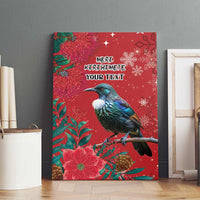 Tui Meri Kirihimete Personalised Canvas Wall Art Pohutukawa Flowers Red Motif LT9 - Polynesian Pride