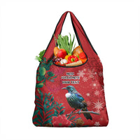 Tui Meri Kirihimete Personalised Grocery Bag Pohutukawa Flowers Red Motif LT9 1-pack One Size Red - Polynesian Pride
