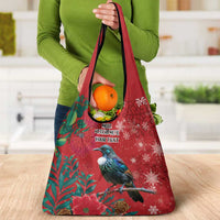 Tui Meri Kirihimete Personalised Grocery Bag Pohutukawa Flowers Red Motif LT9 - Polynesian Pride
