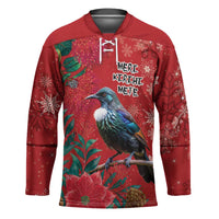 Tui Meri Kirihimete Personalised Hockey Jersey Pohutukawa Flowers Red Motif LT9 Unisex Red - Polynesian Pride