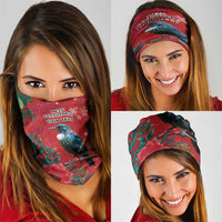 Tui Meri Kirihimete Personalised Neck Gaiter Pohutukawa Flowers Red Motif - Polynesian Pride