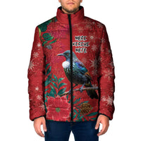 Tui Meri Kirihimete Personalised Padded Jacket Pohutukawa Flowers Red Motif LT9 Men Red - Polynesian Pride
