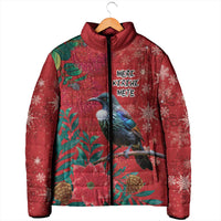 Tui Meri Kirihimete Personalised Padded Jacket Pohutukawa Flowers Red Motif LT9 - Polynesian Pride