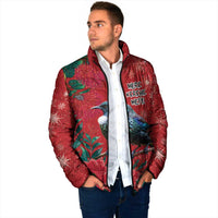 Tui Meri Kirihimete Personalised Padded Jacket Pohutukawa Flowers Red Motif LT9 - Polynesian Pride