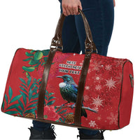 Tui Meri Kirihimete Personalised Travel Bag Pohutukawa Flowers Red Motif - Polynesian Pride