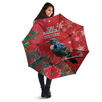 Tui Meri Kirihimete Personalised Umbrella Pohutukawa Flowers Red Motif - Polynesian Pride