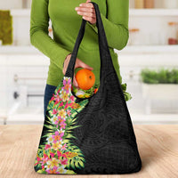 Hawaii Tropical Flowers Tribal Pattern Grocery Bag No1 LT9 - Polynesian Pride