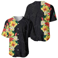 Hawaii Tropical Flowers Tribal Pattern Baseball Jersey No2 LT9 - Polynesian Pride