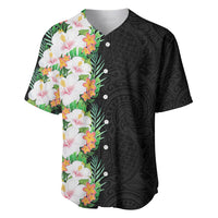 Hawaii Tropical Flowers Tribal Pattern Baseball Jersey No3 LT9 Black - Polynesian Pride