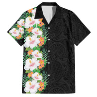 Hawaii Tropical Flowers Tribal Pattern Family Matching Long Sleeve Bodycon Dress and Hawaiian Shirt No3 LT9 Dad's Shirt - Short Sleeve Black - Polynesian Pride
