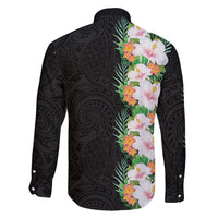 Hawaii Tropical Flowers Tribal Pattern Family Matching Long Sleeve Bodycon Dress and Hawaiian Shirt No3 LT9 - Polynesian Pride