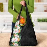 Hawaii Tropical Flowers Tribal Pattern Grocery Bag No3 LT9 - Polynesian Pride